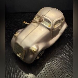 Vintage Peschka Mercury Glass Car Ornament Gold with Gold Glitter